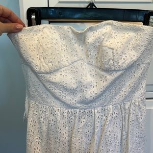 White eyelet strapless dress
